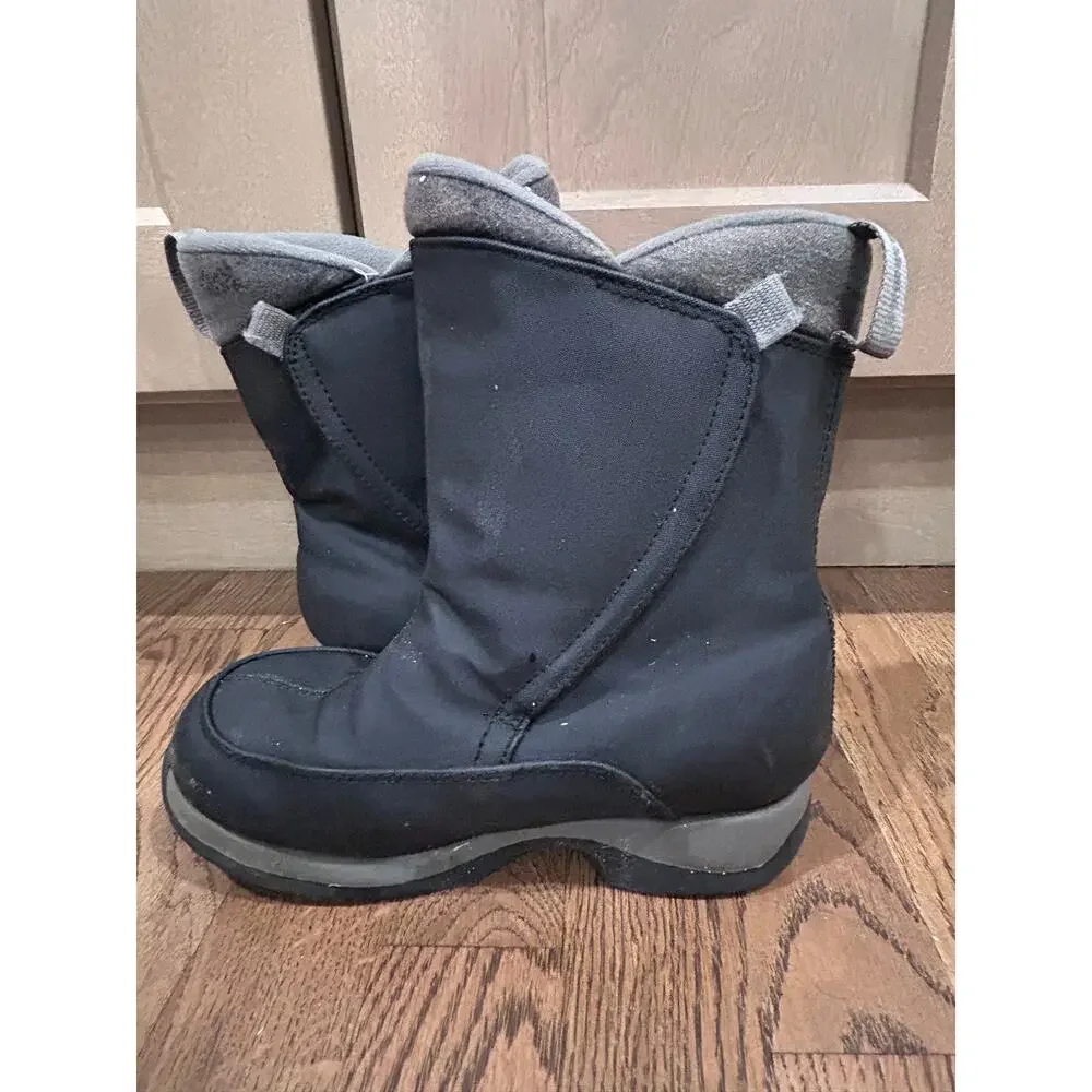 Lands' End Kids Sz 2 Flurry Snow Boots Black Insulated Winter Waterproof Cozy